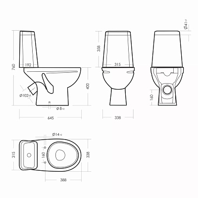 Напольный унитаз безободковый Sanita Марс WC.CC/Mars/2-DM.Rim/WHT.G/S1