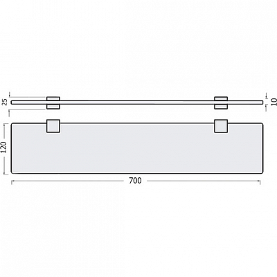 Стеклянная полка GLASSIKO 700x12