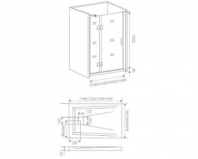 Душевое ограждение Good Door SATURN WTW-1100-C-CH-R