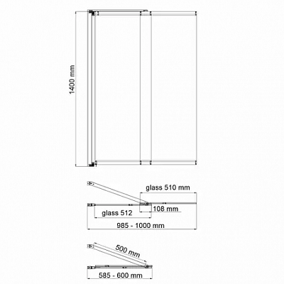 Стеклянная шторка для ванны 100х140 WasserKRAFT Main 41S02-100WS Fixed