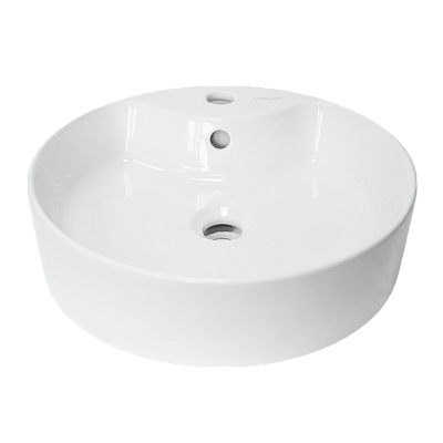 Раковина накладная 43 см круглая Sanita Luxe Best Shelf 43 BST43SLWB01SH  с отверстием под смеситель
