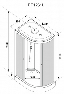 Душевая кабина угловая Parly EF1231L 120х80х210, левый угол