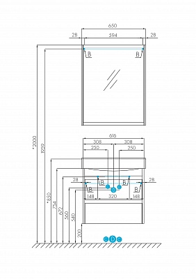 Тумба без раковину Aquaton Нортон 65 белая 1A248801NT010