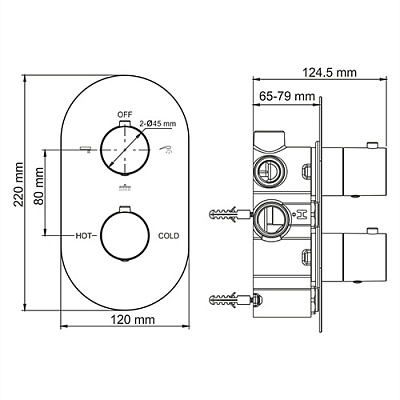 Термостатический смеситель для ванны и душа WasserKRAFT Berkel 4844 Thermo