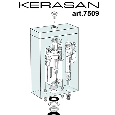 Kerasan Retro механизм смыва для бачка компакта 750990 хром (Geberit 236.652.21.1)