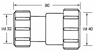 Переходник 32 х 40мм. 3240H-WH (с 2 гайками)