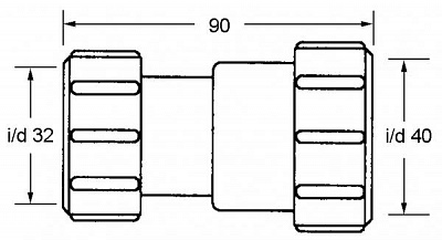 Переходник 32 х 40мм. 3240H-WH (с 2 гайками)