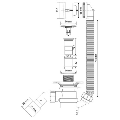 Слив-перелив для ванны McAlpine MRB12 1 1/2