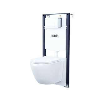 Подвесной унитаз с инсталляцией и клавишей смыва белой, Basic, IDDIS, BASBQ03i73