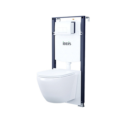 Подвесной унитаз с инсталляцией и клавишей смыва белой, Basic, IDDIS, BASBQ03i73
