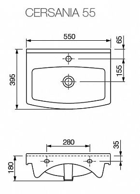 Раковина Cersanit Сersania 55