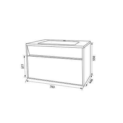 Тумба с умывальником подвесная с ящиком, белая, 80 см,IDDIS Esper ESP80W0i95K