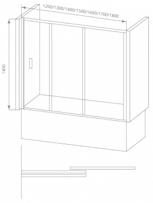 Шторка на ванну 140см Good Door Screen WTW-140-C-CH ПД00101