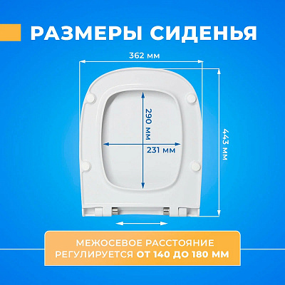 Сиденье из дюропласта Sanita Luxe INFINITY, QUADRO, микролифт soft close Slim (белое)