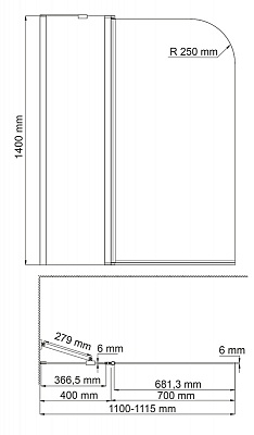 Стеклянная шторка WasserKraft Leine 35P02-110