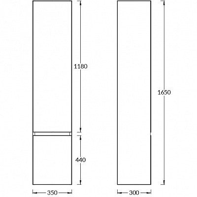 Пенал CUBO подвесной правый 165, CU 165Rh/WHT Kerama Marazzi