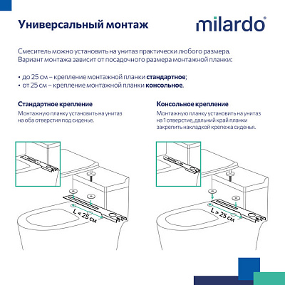 Смеситель с гигиеническим душем с установкой на унитаз Milardo Tidy 001BL00M08