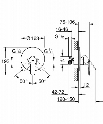 GROHE панель д/душа EUROSTYLE COSMO 33635002+мех.33964