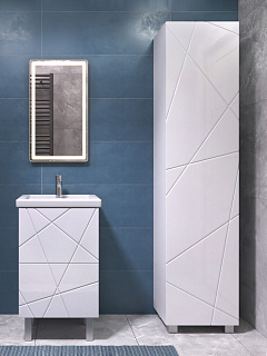 Шкаф пенал для ванной 45 см VIGO Geometry 450, белый