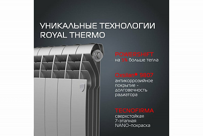 Радиатор Royal Thermo BiLiner 500/Silver Satin - 10 секций (серебристый)