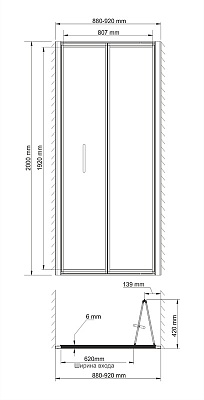 Душевое ограждение WasserKRAFT Weser 78F04