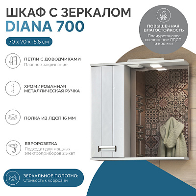 Зеркало Vigo Diana 700 лев со спотом z.DIA.70.L.El
