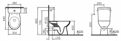 Комплект напольного безободкового унитаза Vitra S10 Open-Back, сиденье микролифт, механизм 3/6 л 9822B003-7204